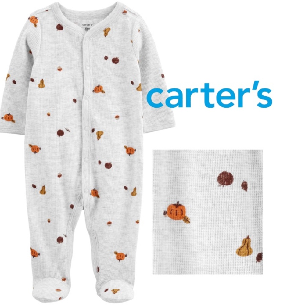 Carters Grey Waffle Thermal Snap-Up Sleep & Play 3 Months